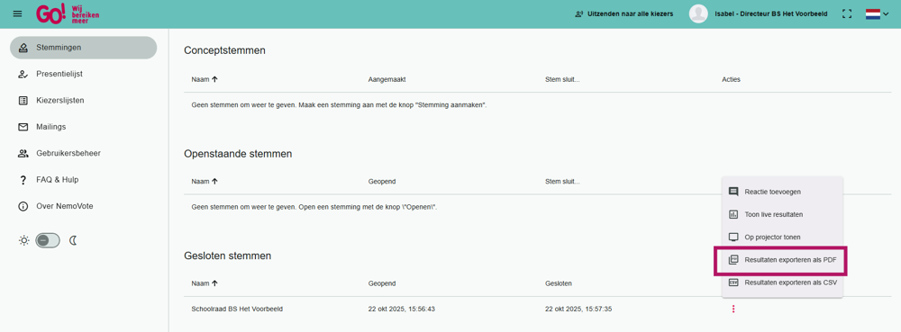 PV Exporteren Nemovote