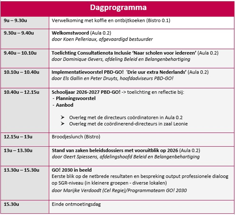 Dagprogramma Ontmoetingsdag