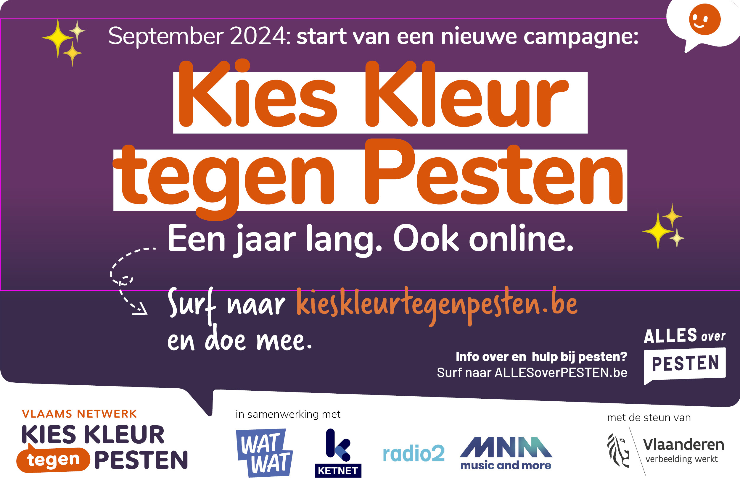 Online banner van de campagne Kies Kleur Tegen Pesten schooljaar 24-25