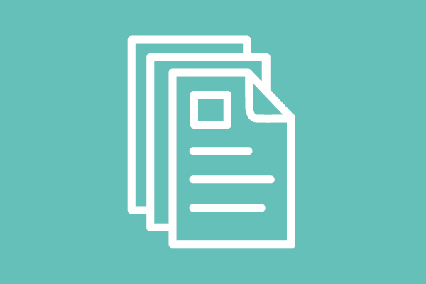 Lijntekening van een stapeltje dossiers