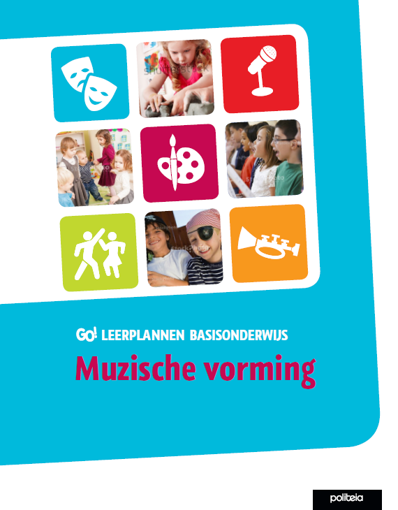 Boekomslag Met Pictogrammen Voor Kunst En Foto's Van Kinderen, Titel 'GO! Leerplannen Basisonderwijs Muzische Vorming