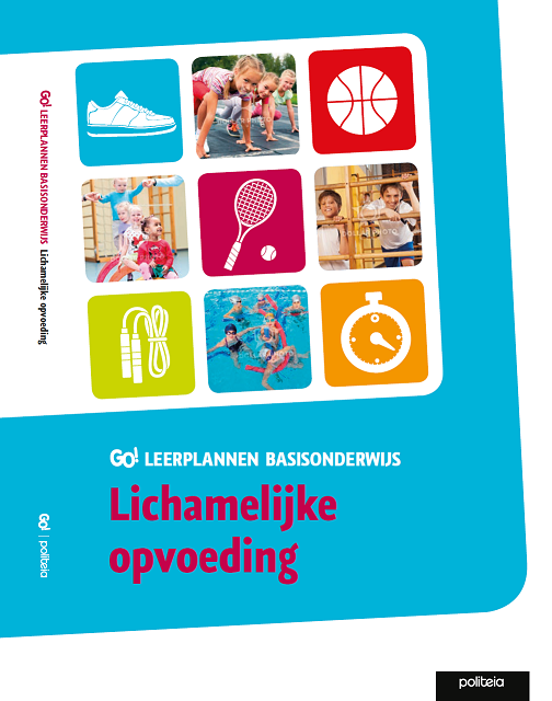 Boekomslag Met Pictogrammen En Foto's Van Sportactiviteiten, Titel 'GO! Leerplannen Basisonderwijs Lichamelijke Opvoeding