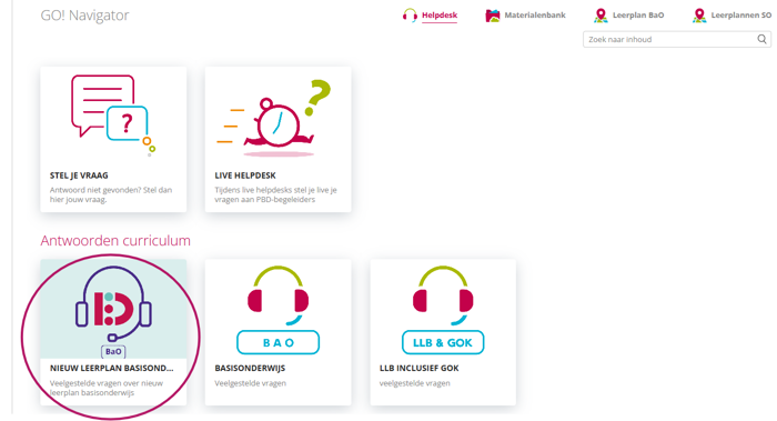 Sceenschot Helpdesk Leerplan Bao